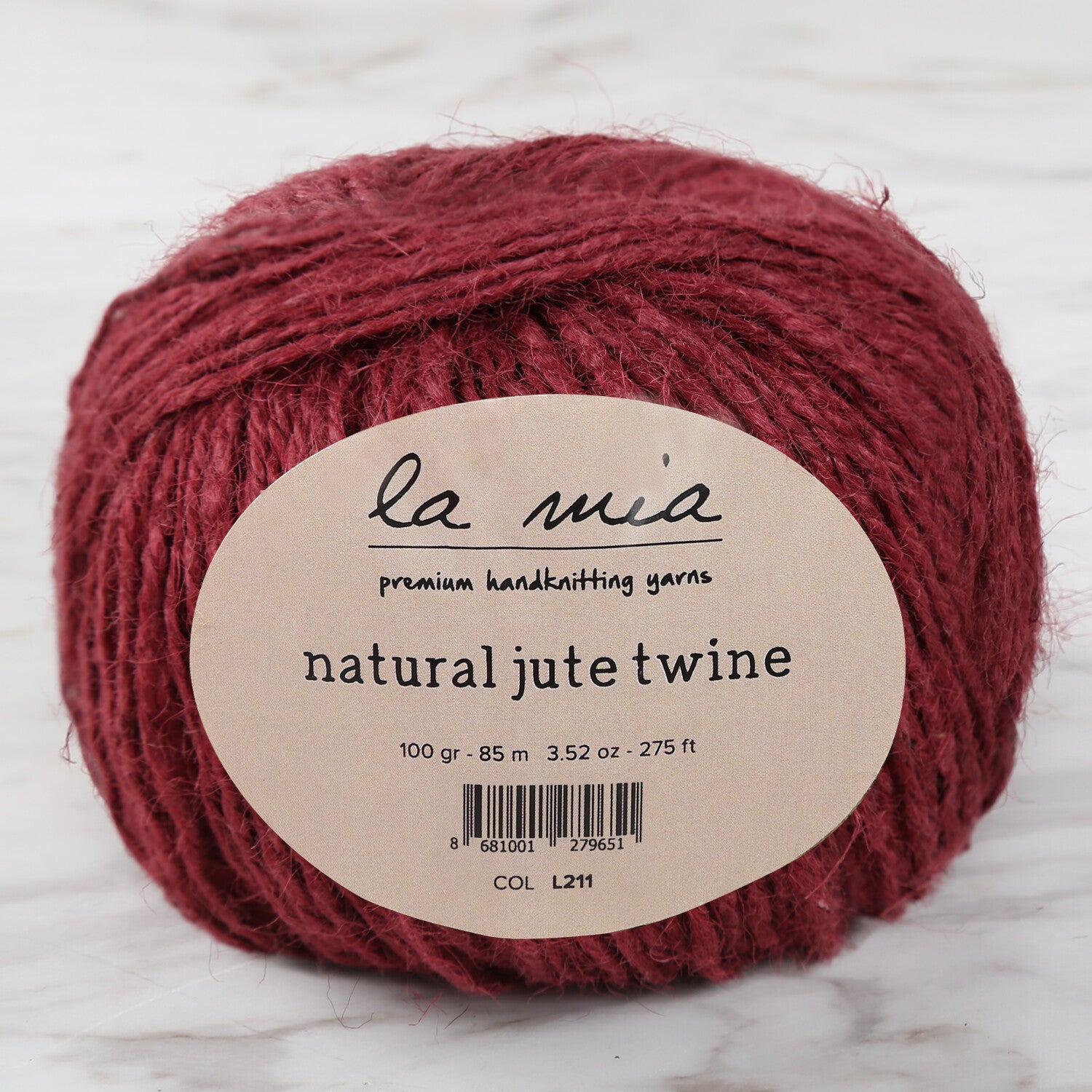 La Mia Natural Jute Twine 100 gr Bordo Jüt İp - L211